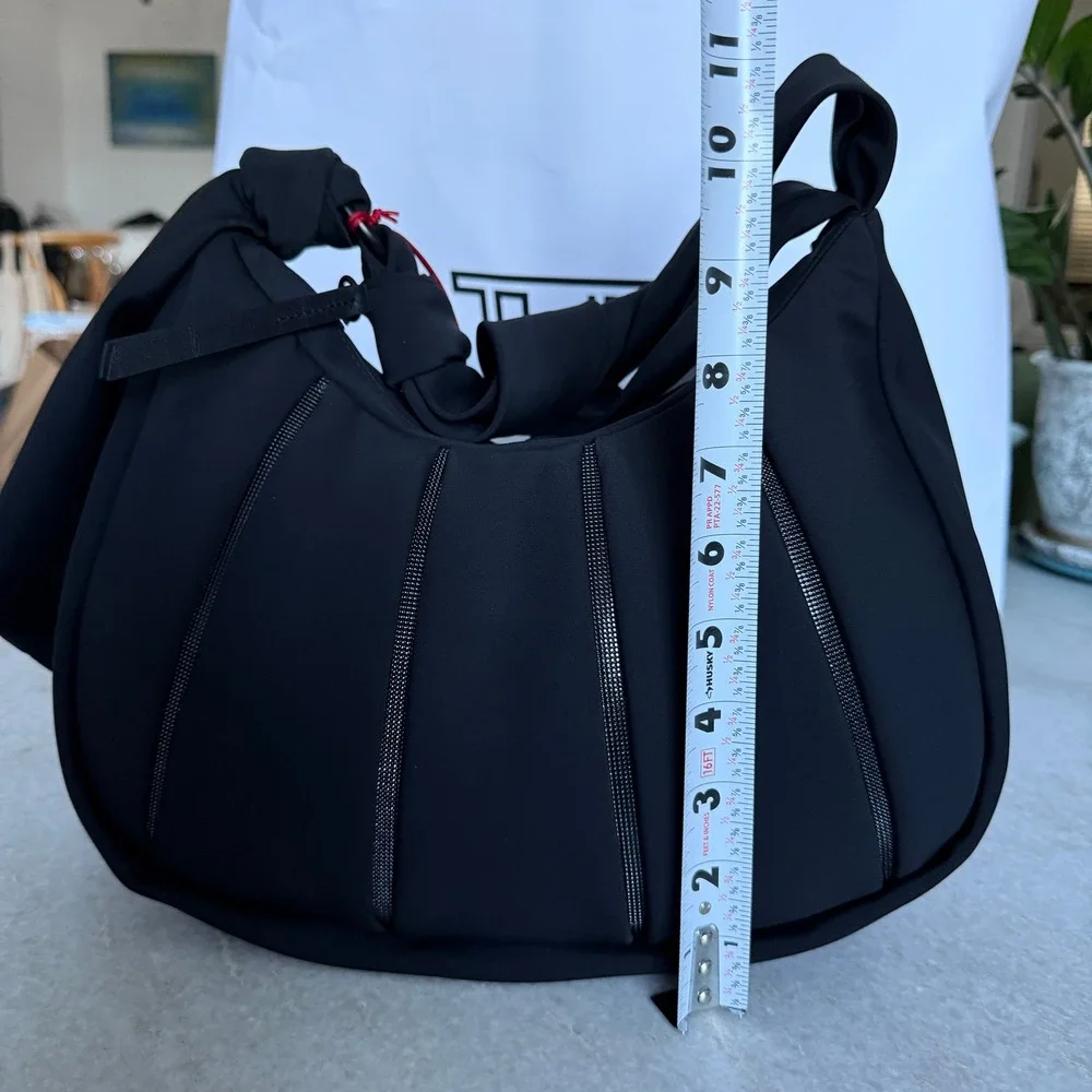 TUMI Asra Small Hobo Bag‎ Black Nylon Pleated Knotted Shoulder Strap Handbag NEW